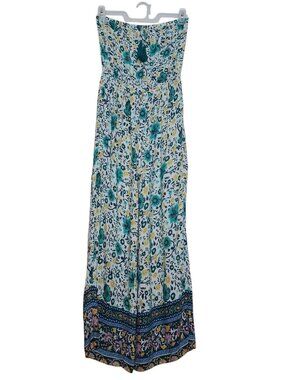 GiGio Strapless Wide Leg Jumpsuit Floral Pockets Size MEDIUM